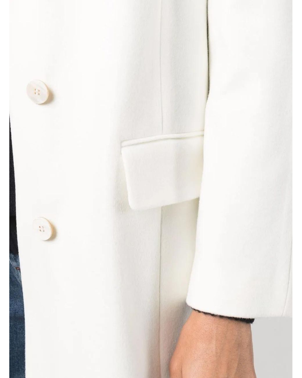 Alberto Biani White Buttoned Up Wool Coat