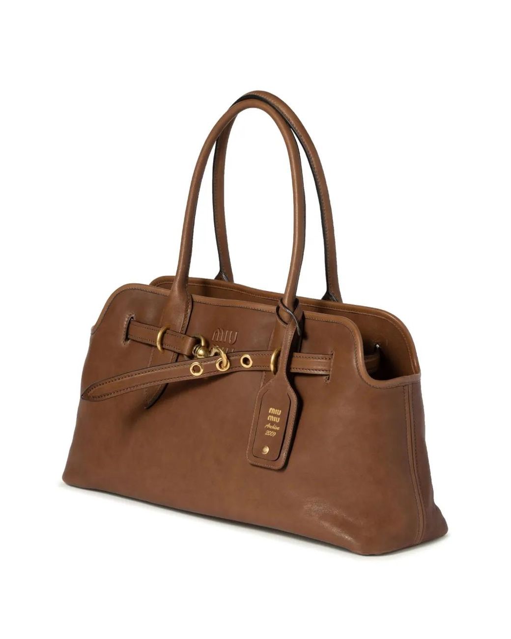 Miu Miu Brown Large Aventure Napa Leather Tote Bag