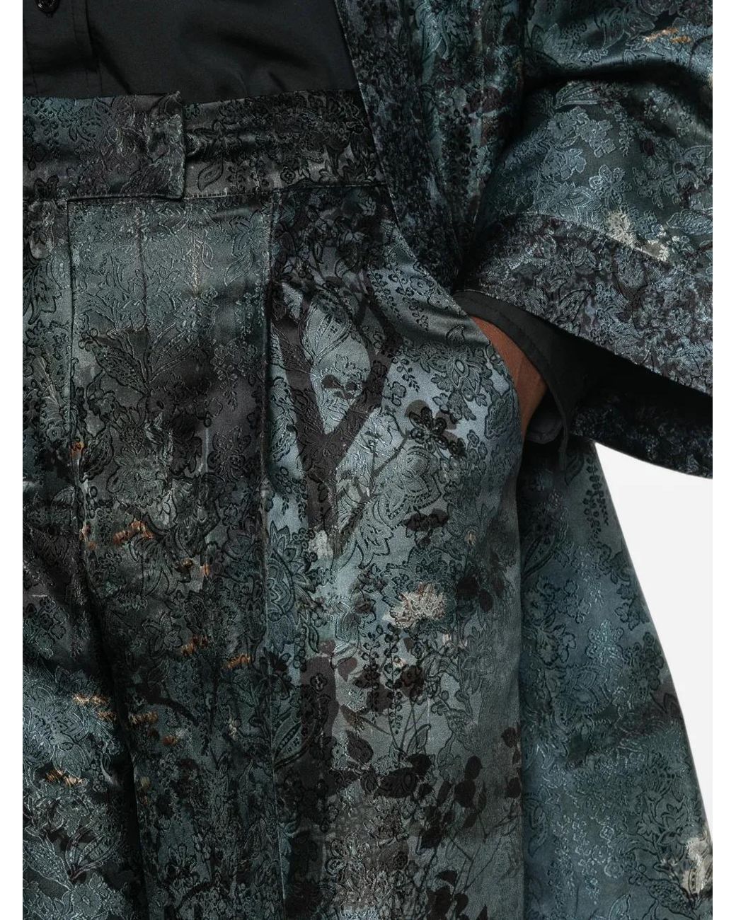 Pierre Louis Mascia Green Abstract-Print Wide-Leg Trousers
