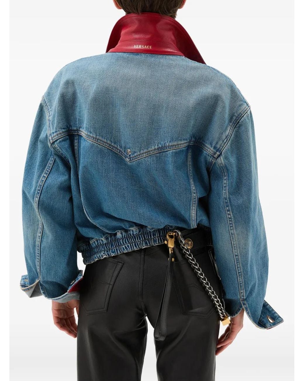 Versace Blue Cuff Collared Jacket