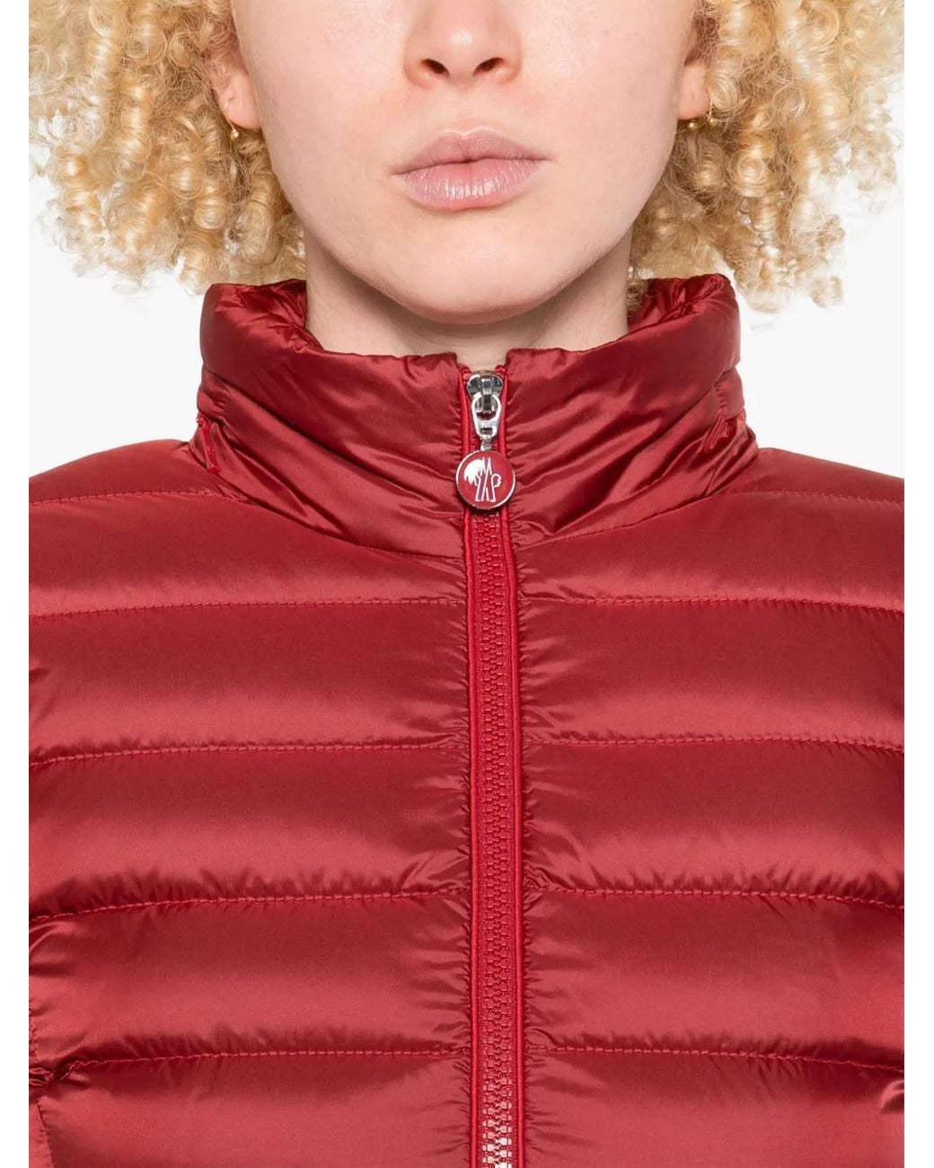 Moncler Red Padded-Front Knit Jacket
