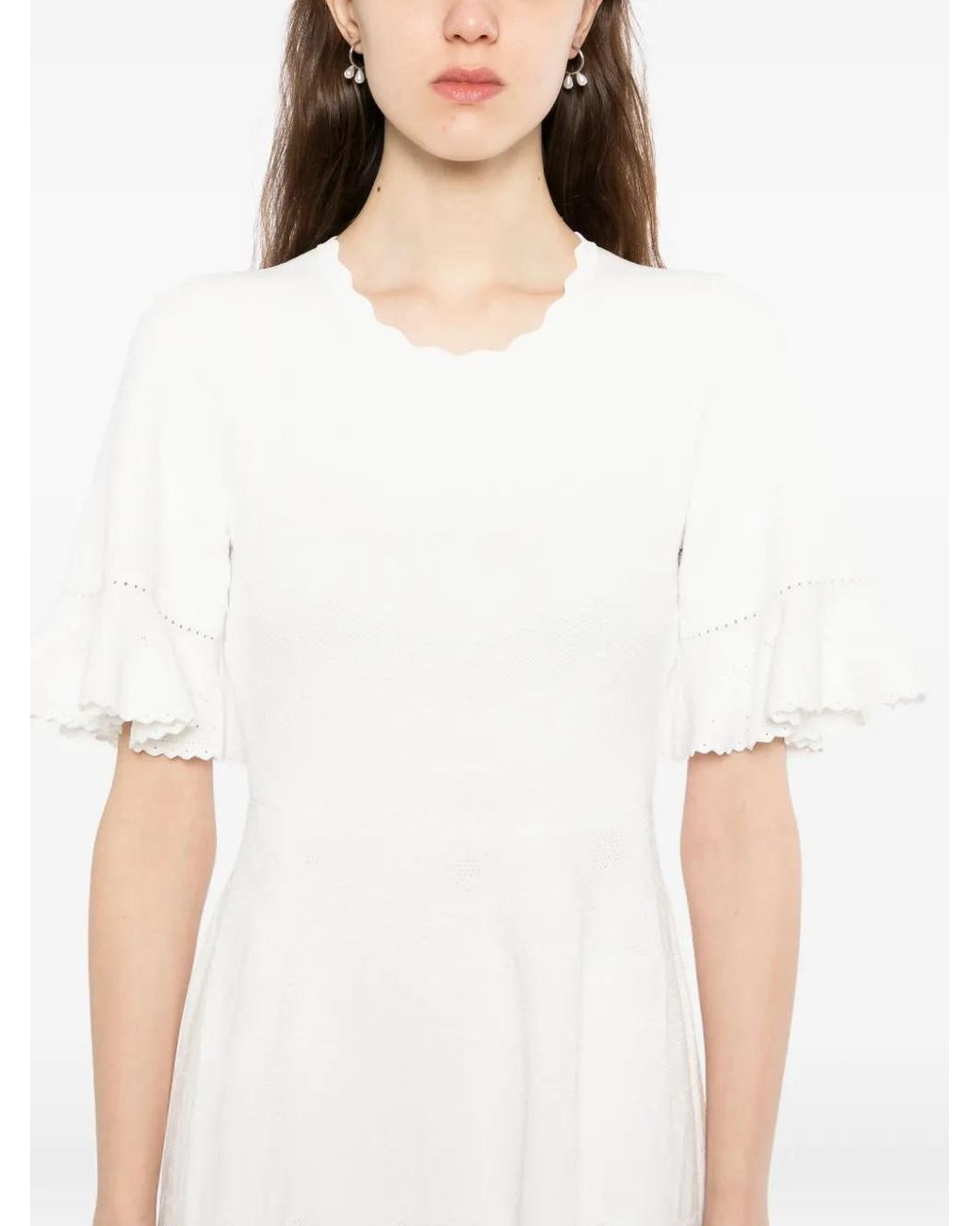 Needle & Thread White Scallop Lace Pointelle Knit Gown