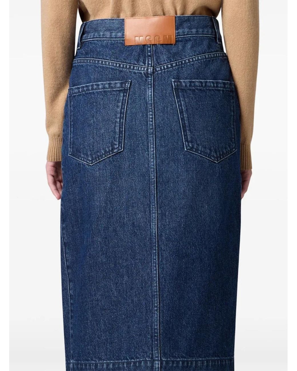 MSGM Midi-Rok Met Split in het Blue