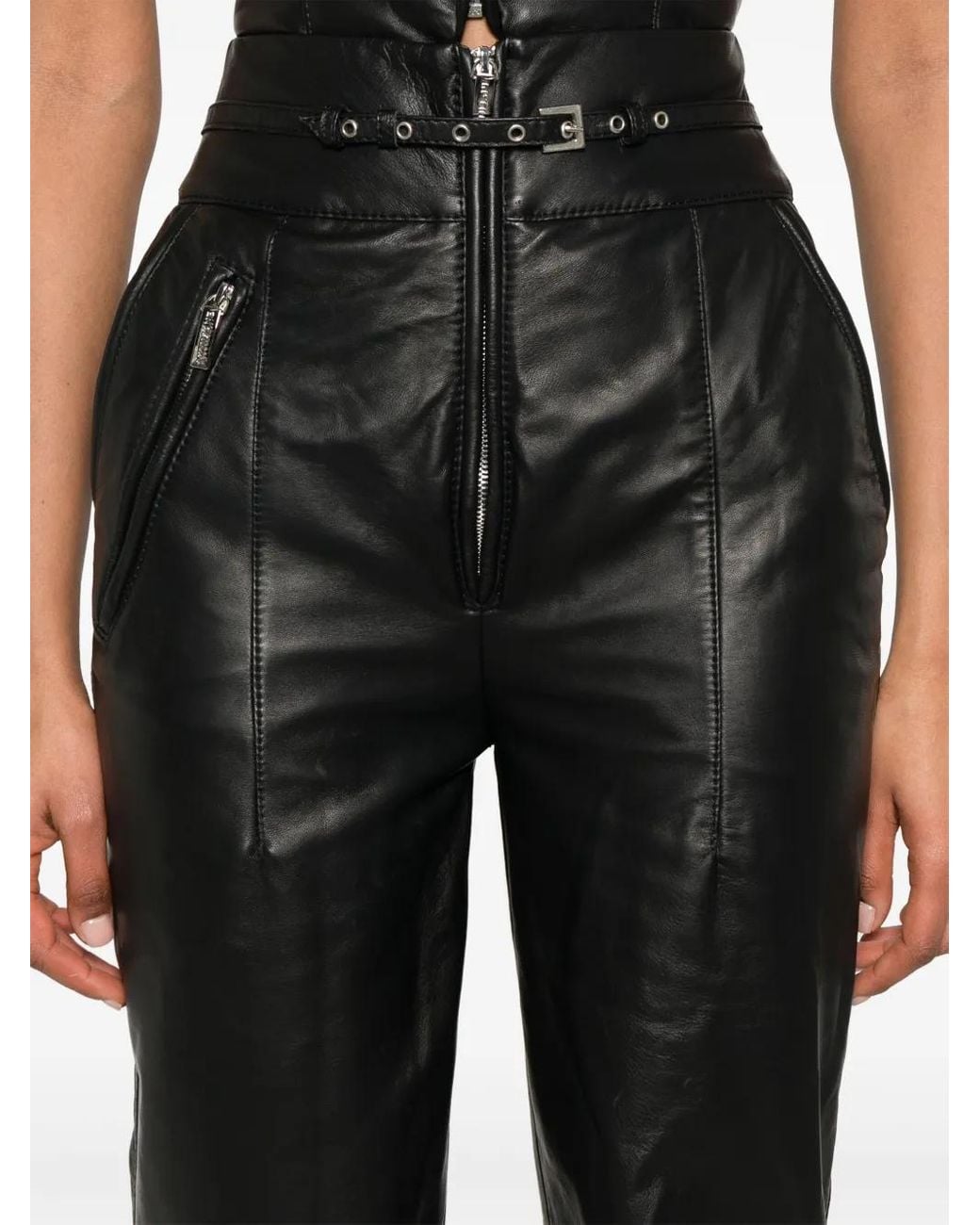 MITILIANE COUTURE Gray Leather Trousers