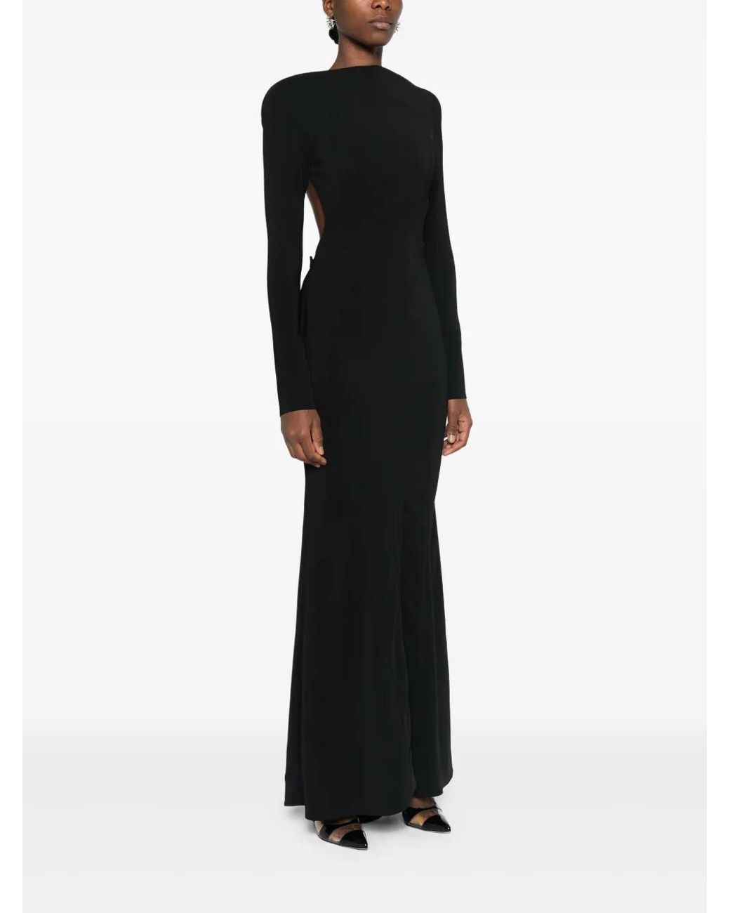 Mugler Black Backless Crepe Gown