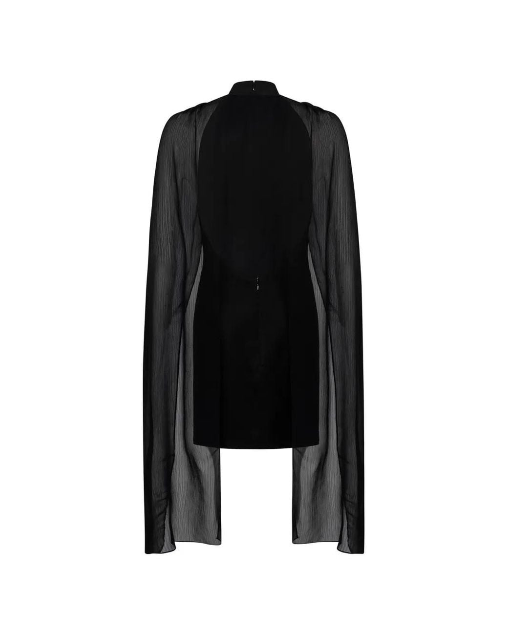 CAYET Black Farah Cape-Detail Open-Back Mini Dress