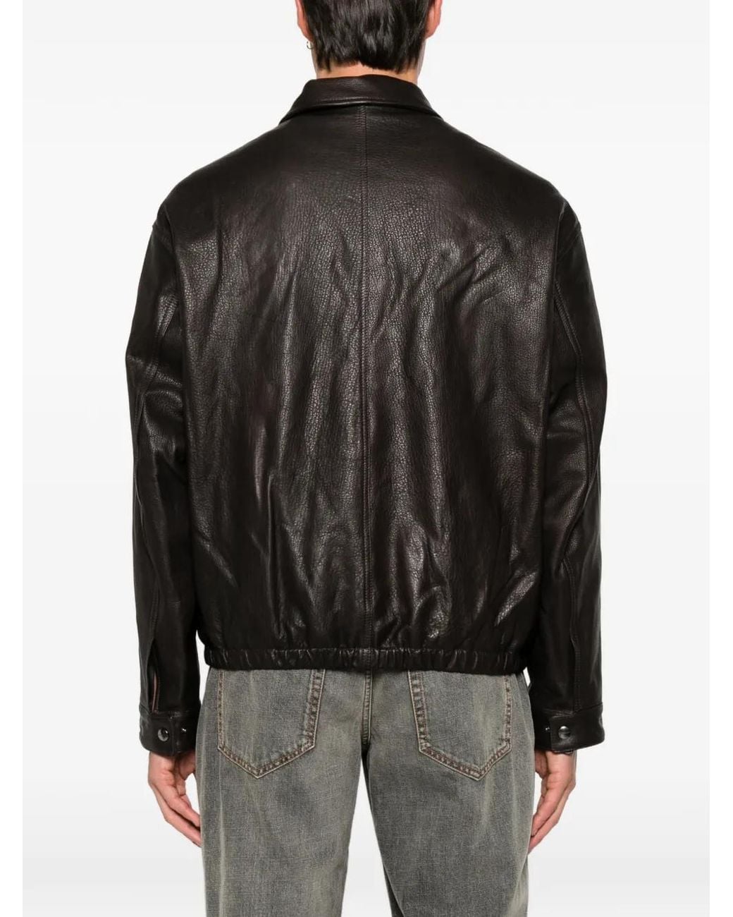Giorgio Brato Black Grained-Leather Jacket for men