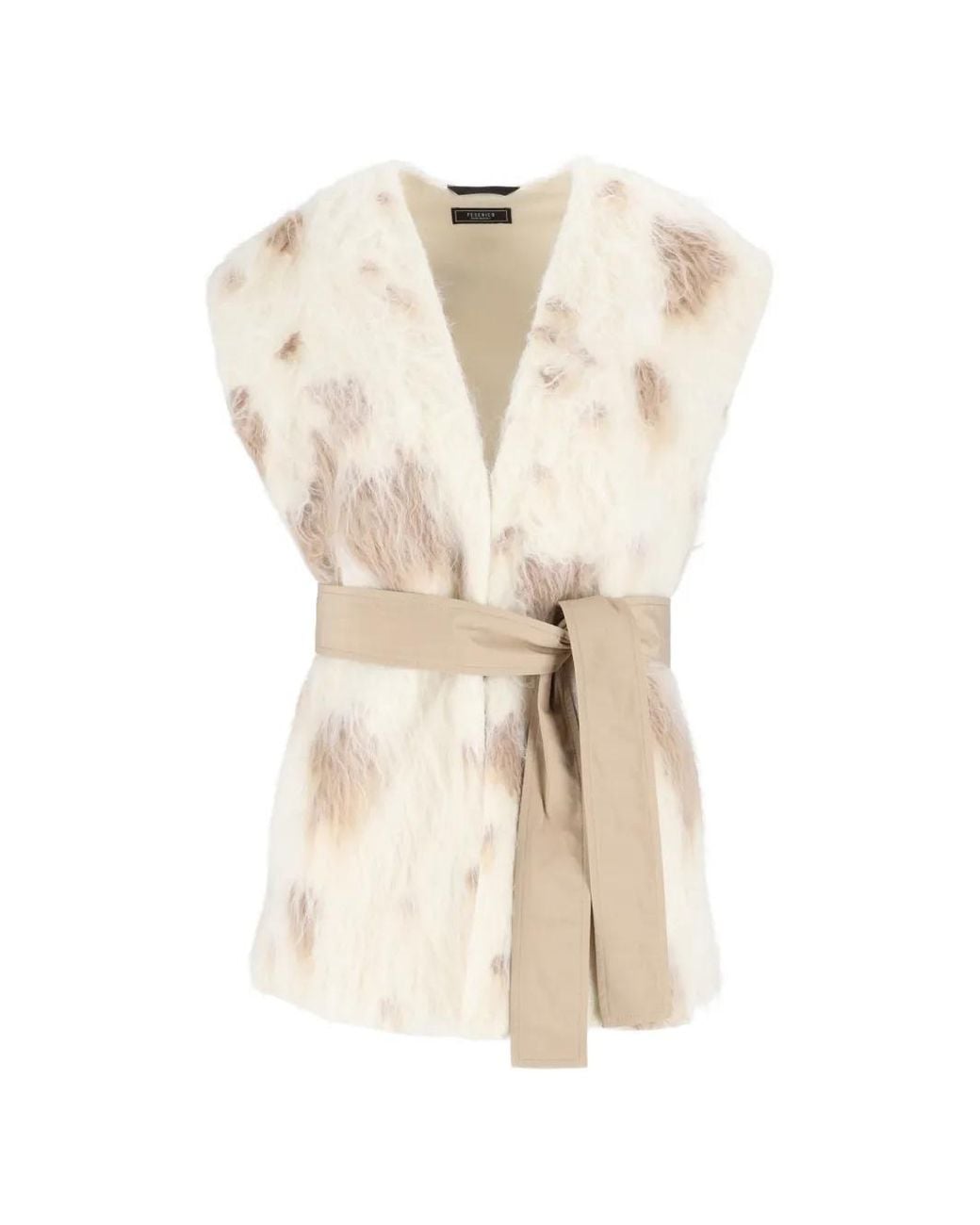 Peserico Natural Belted Faux-Fur Waistcoat