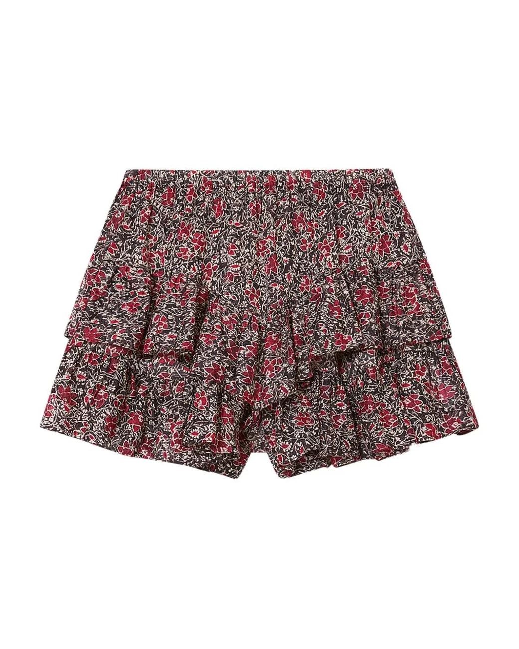 Isabel Marant Jocadia Floral-Print Tiered Shorts