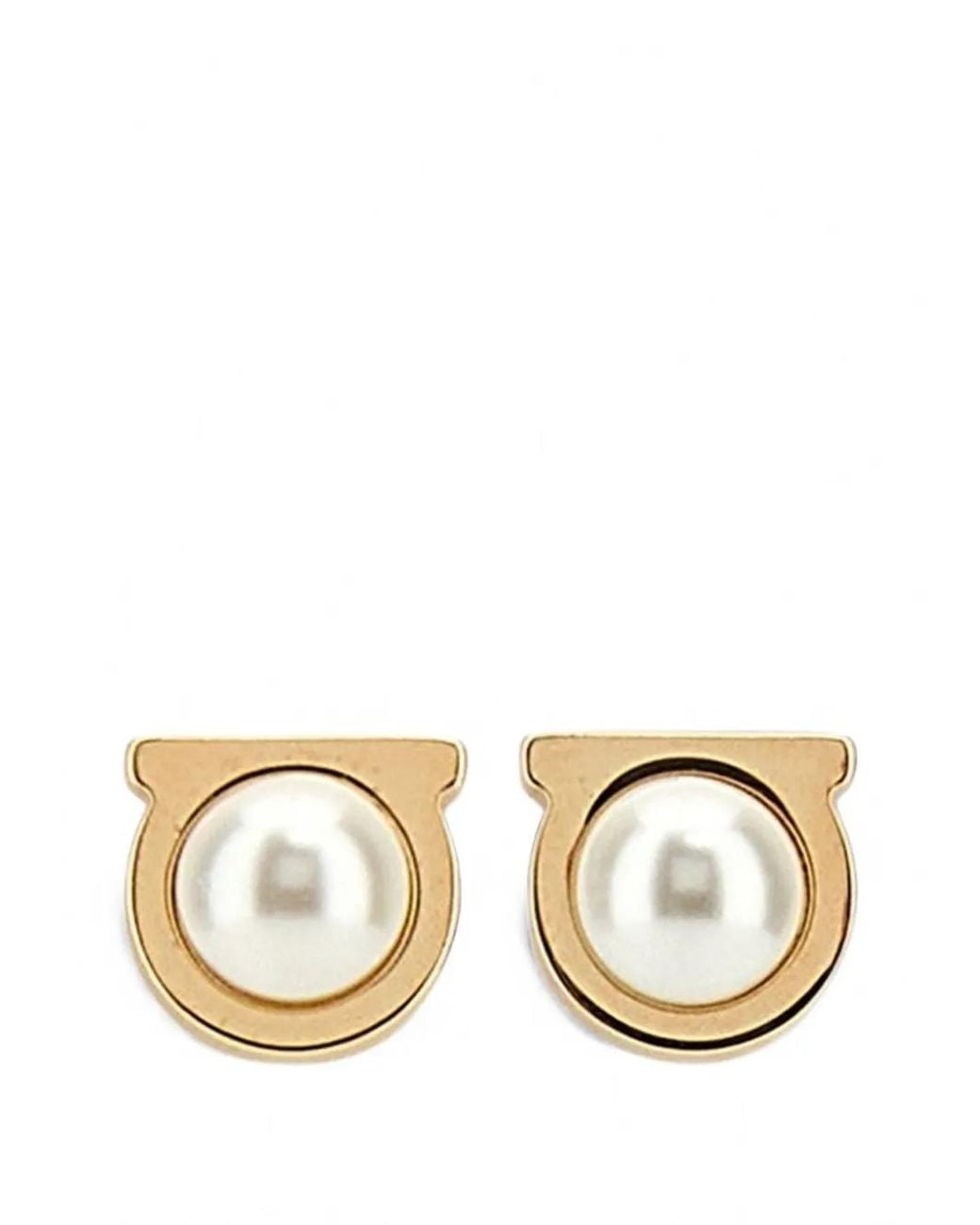 Ferragamo Metallic Boucles D'Oreilles Gancini À Perles