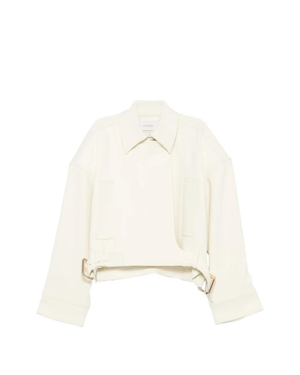 Sportmax White Cropped Buckle-Detail Jacket