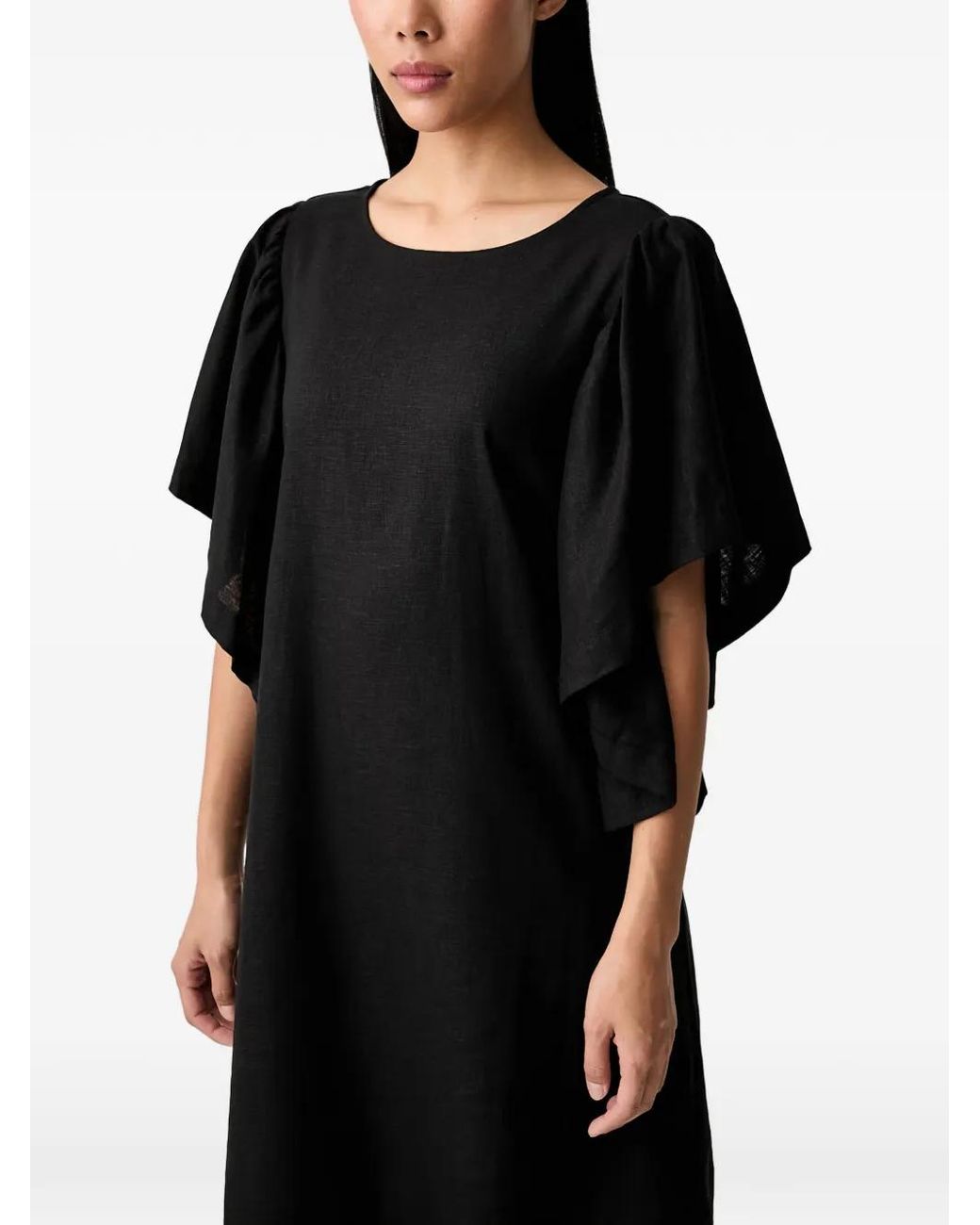 ViCOLO Black Ruffled-Sleeve Mini Dress