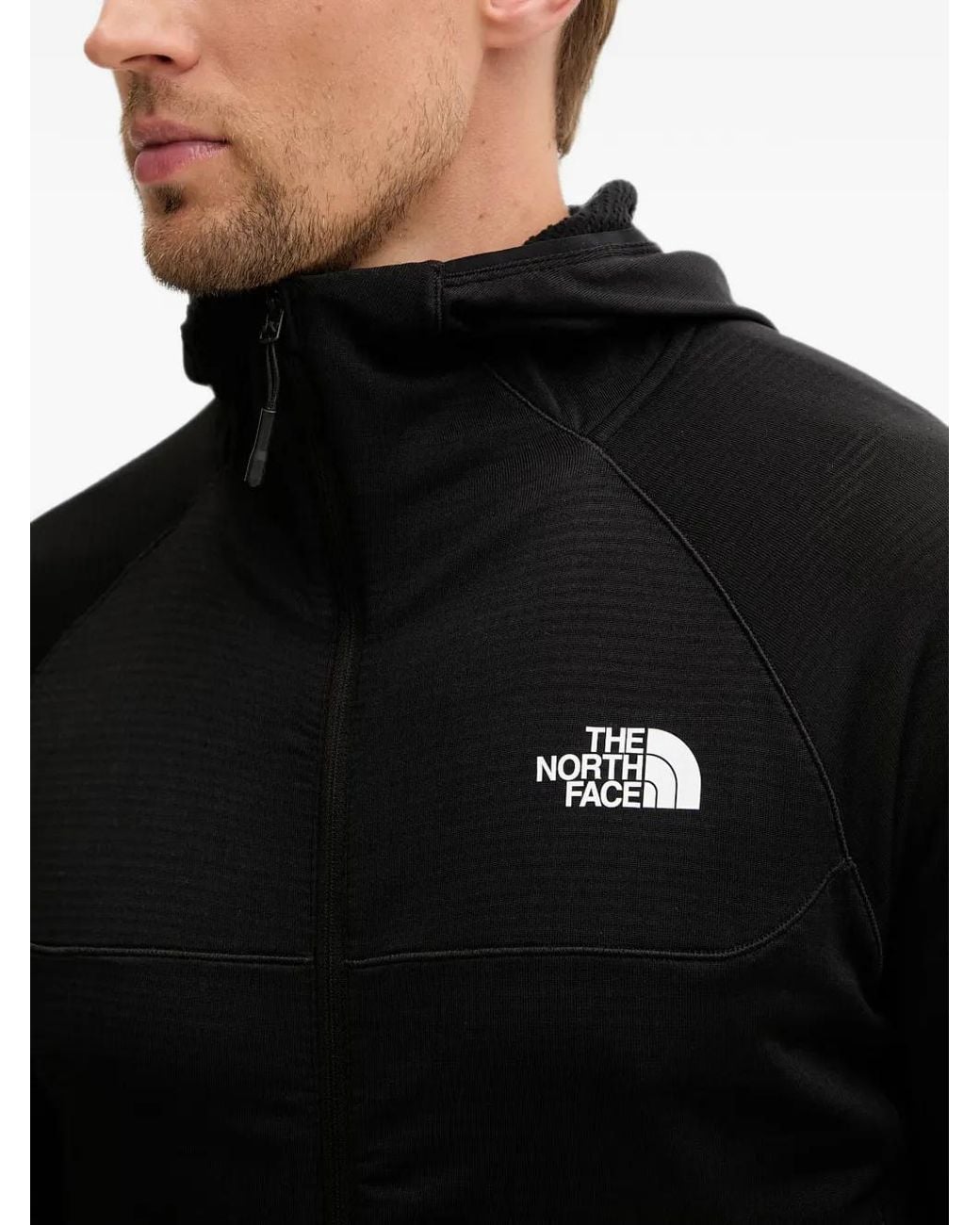 The North Face Black Bolt Polartec Logo-Print Zip-Up Hoodie for men