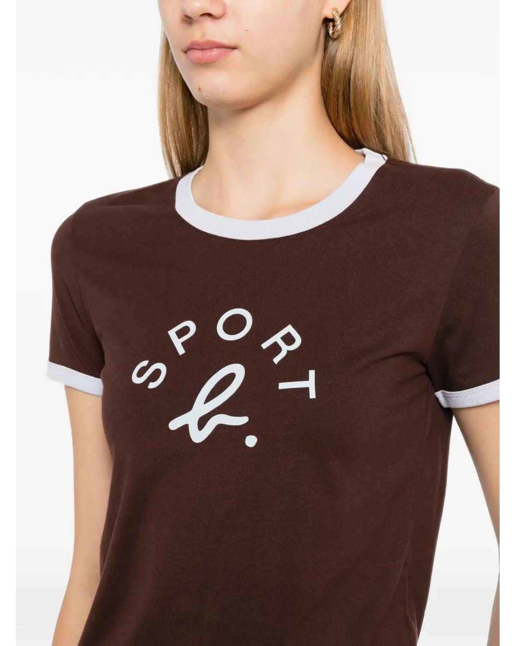 SPORT b. by agnès b. Brown Logo-Print T-Shirt