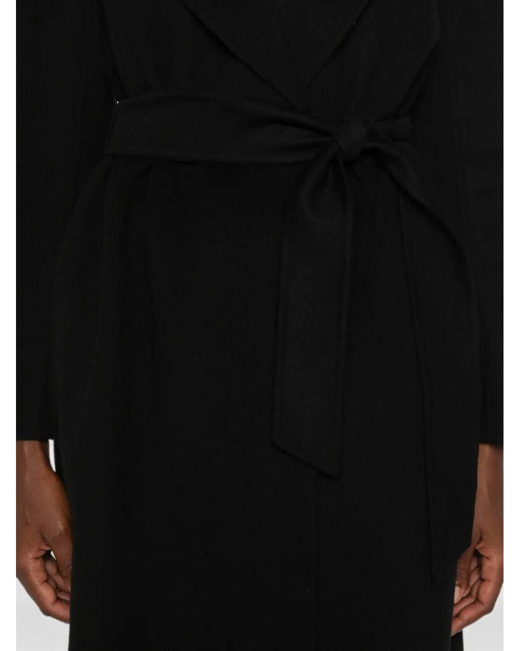 Max Mara Black Belted Wide-Lapel Coat