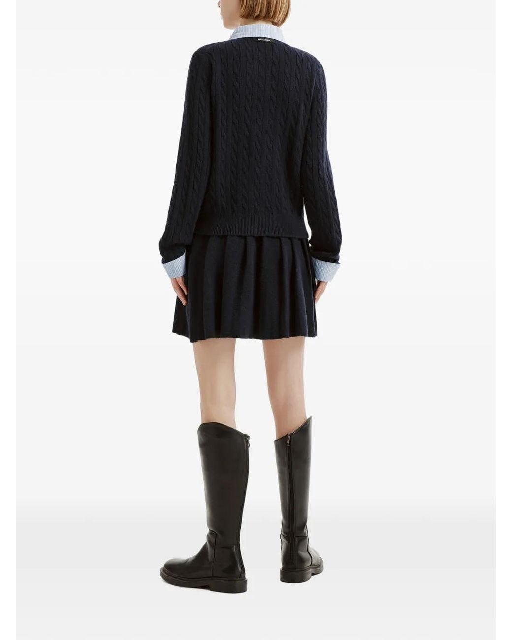 Musium Div. Blue Cable-Knit Cardigan And Mini Skirt Set