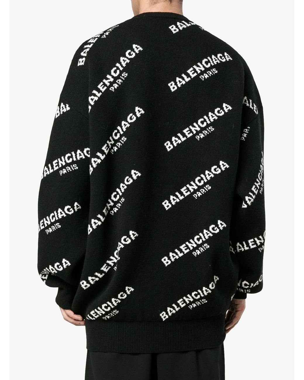 Balenciaga Oversized All-over Logo Sweatshirt in Black for Men | Lyst