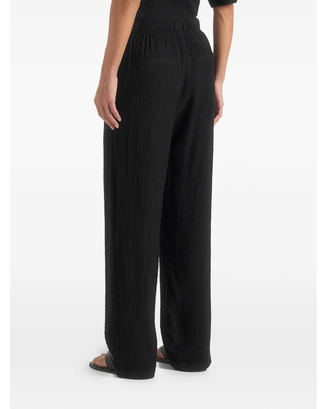 Manière De Voir Black Addison Textured Relaxed Fit Trousers