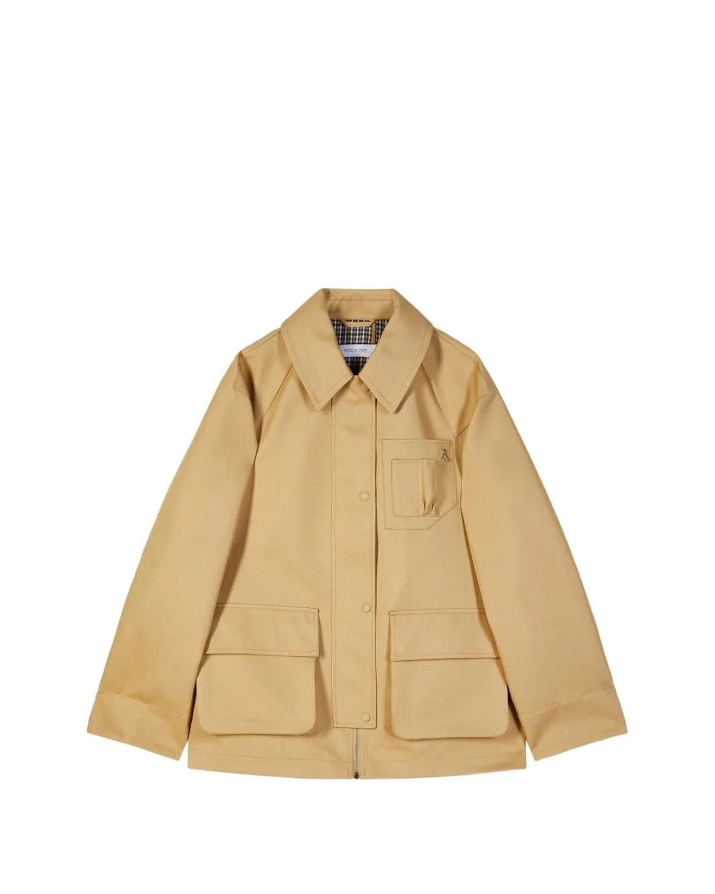 Patrizia Pepe Natural Logo-Patch Zip-Up Coat
