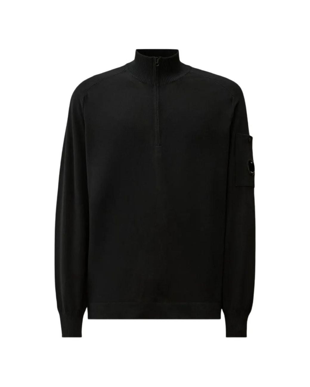 C P Company Black Lens-Detail Quarter-Zip Sweater for men