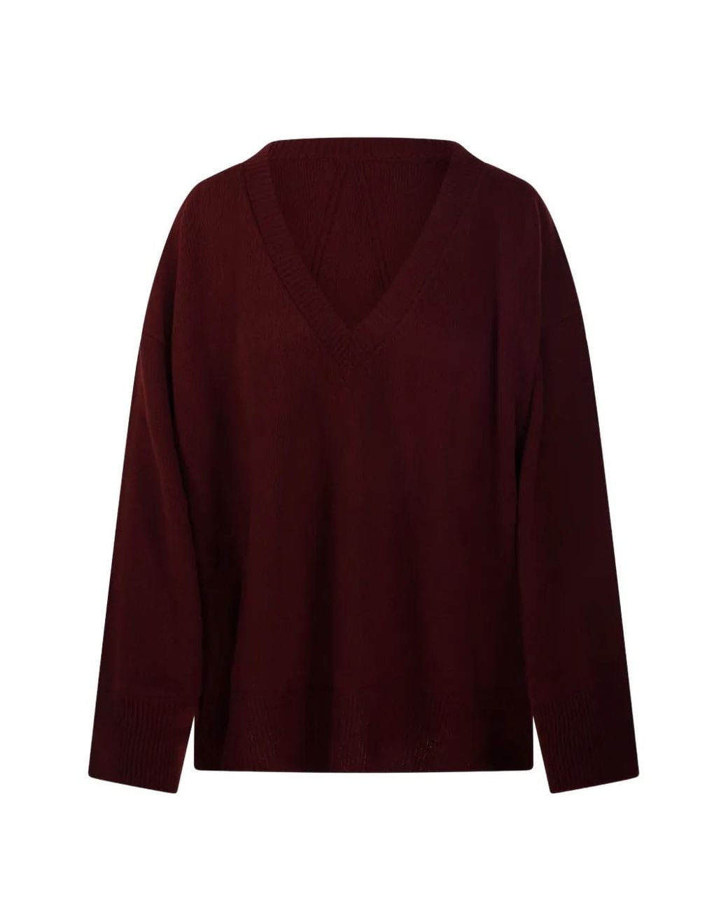 Roberto Collina Red V-Neck Ribbed-Trim Sweater