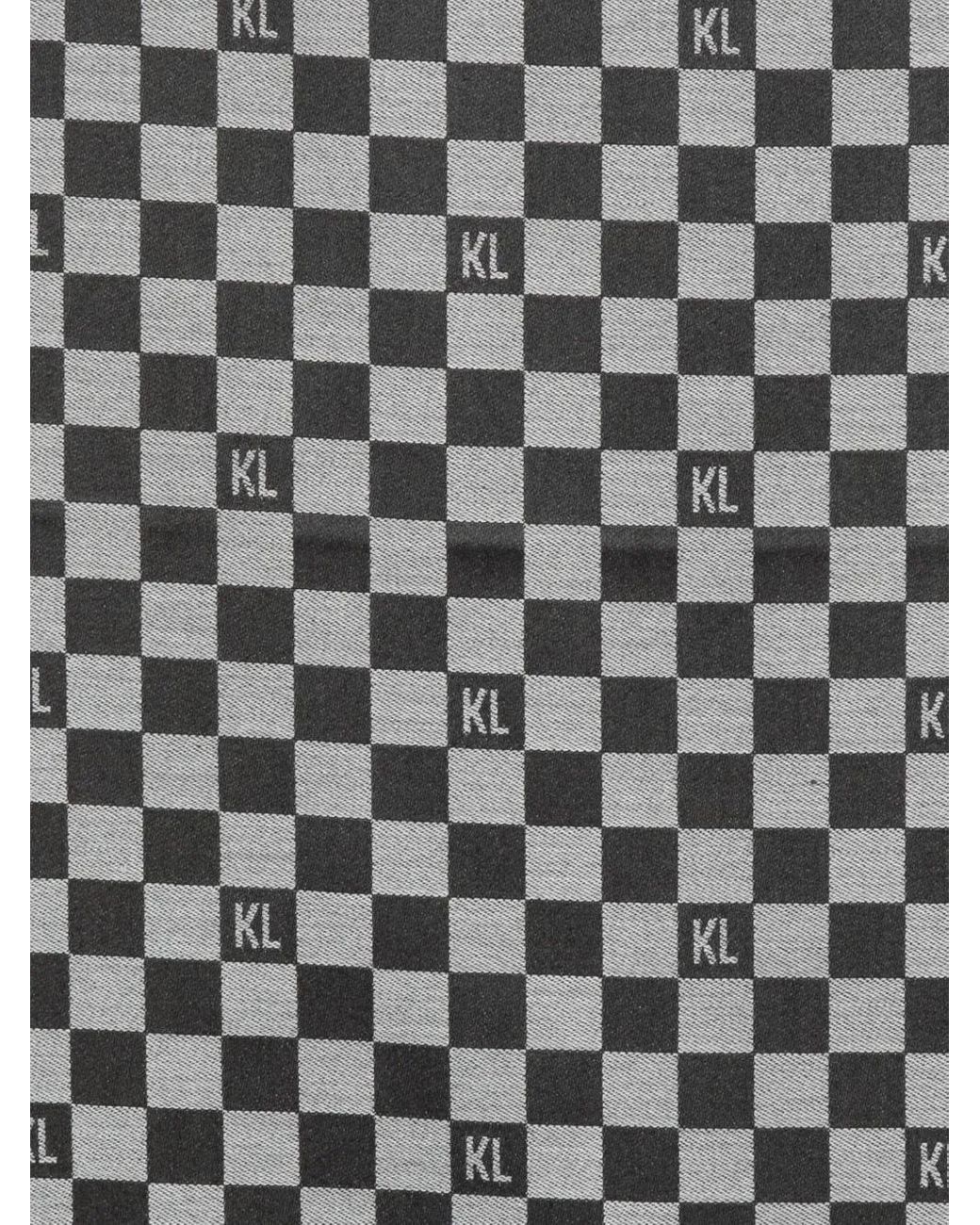 Karl Lagerfeld White Check-Pattern Wool Scarf for men