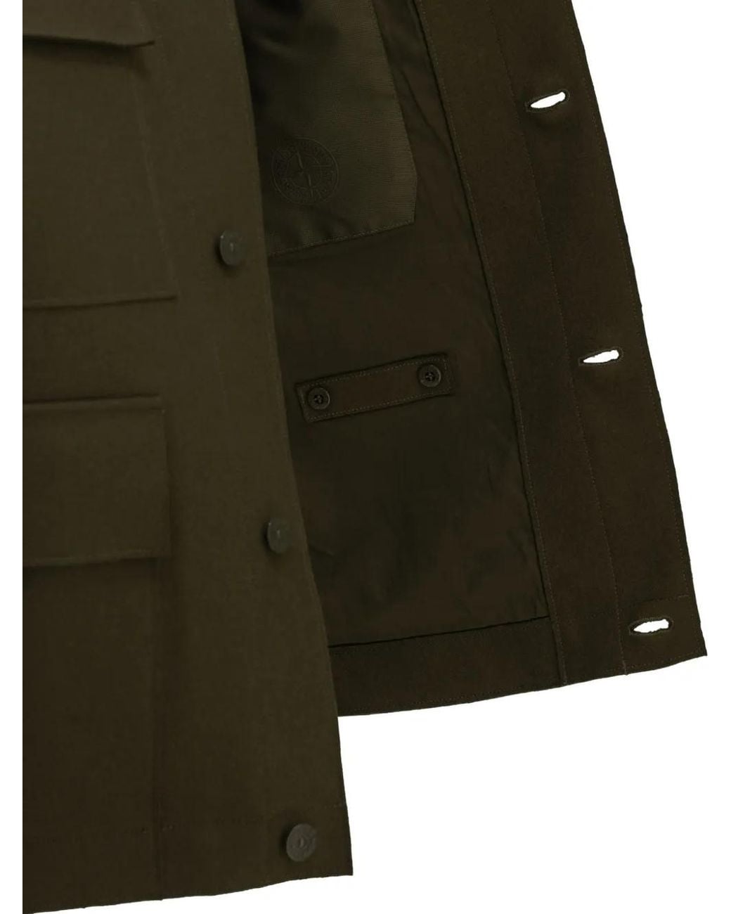 Stone Island Green Logo-Patch Button-Up Jacket for men