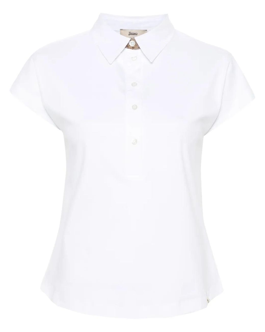 Herno White Logo-Tape Cotton Polo Top
