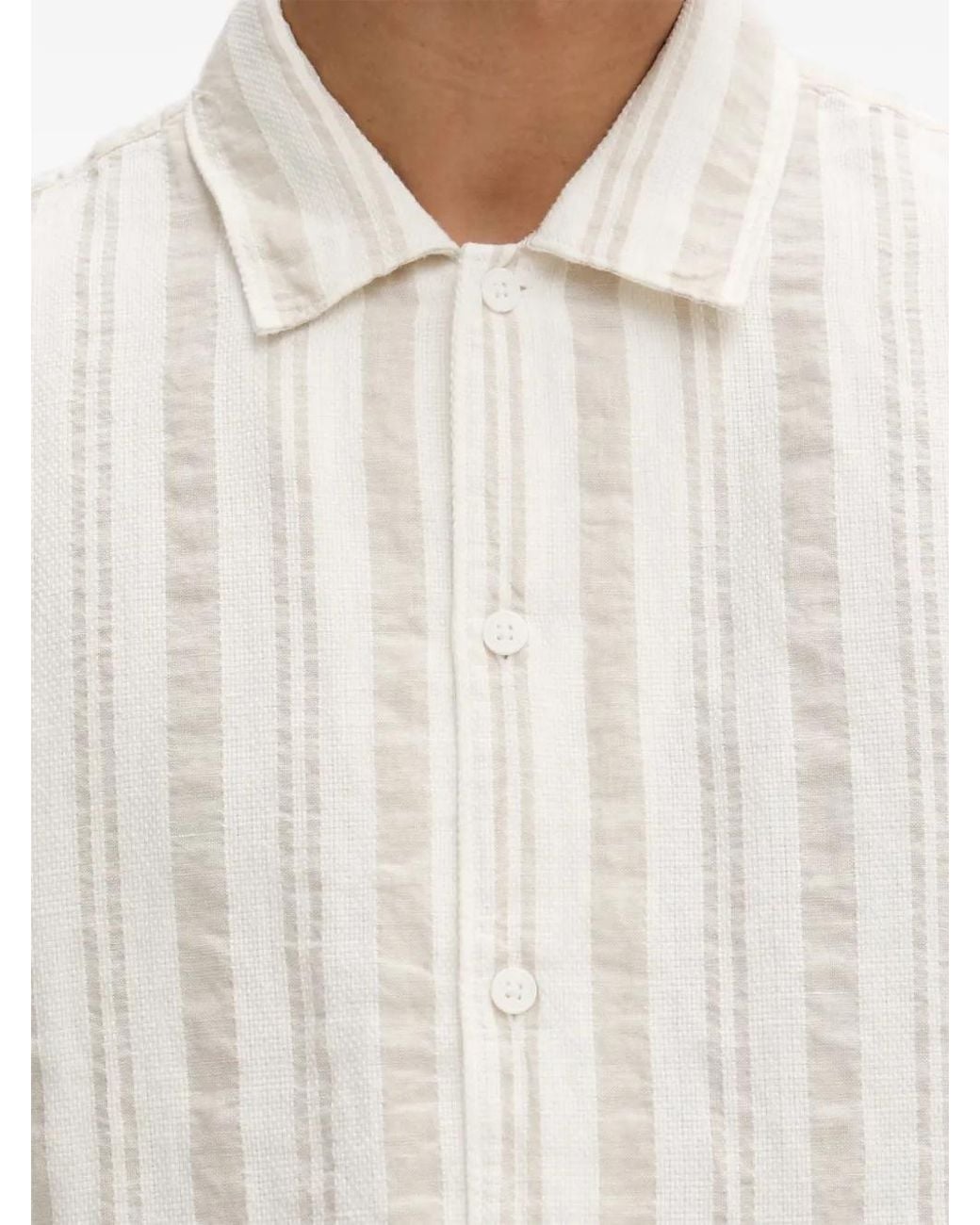 Marc O' Polo White Vertical-Stripe Short-Sleeved Shirt for men