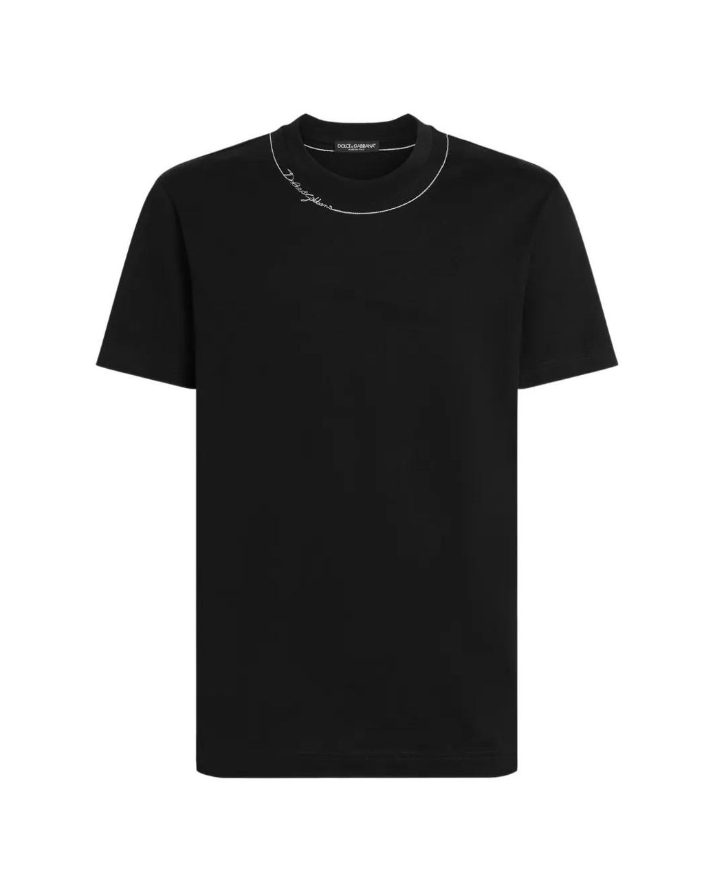 Dolce & Gabbana Black Dolce & Gabbana Cotton T-Shirt With Embroidery for men