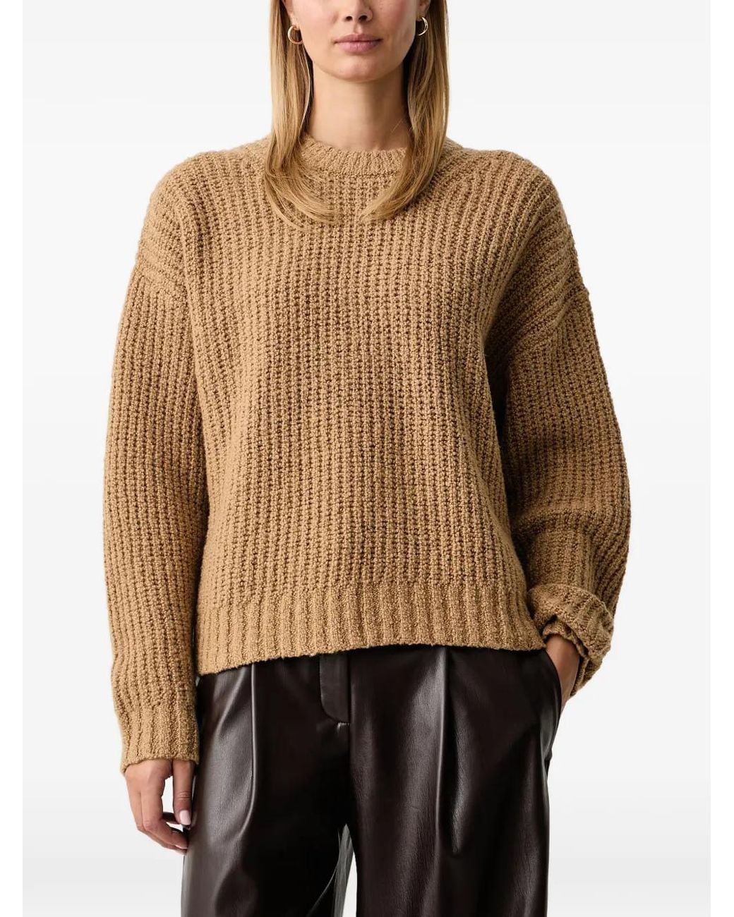 MICHAEL Michael Kors Natural Ribbed Wool Blend Bouclé Sweater