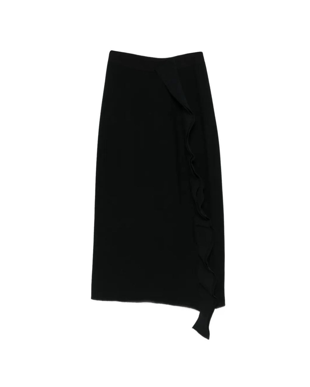 Liviana Conti Black Ruffled-Detail Midi Skirt