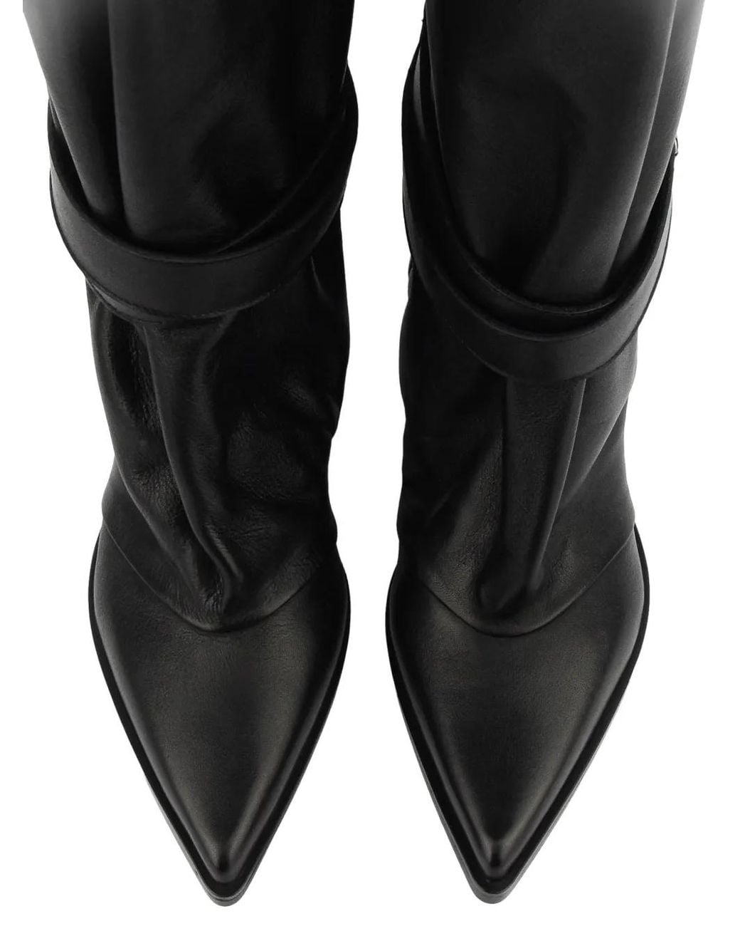Elena Iachi Black Queenie Buckle-Strap Slouchy Boots