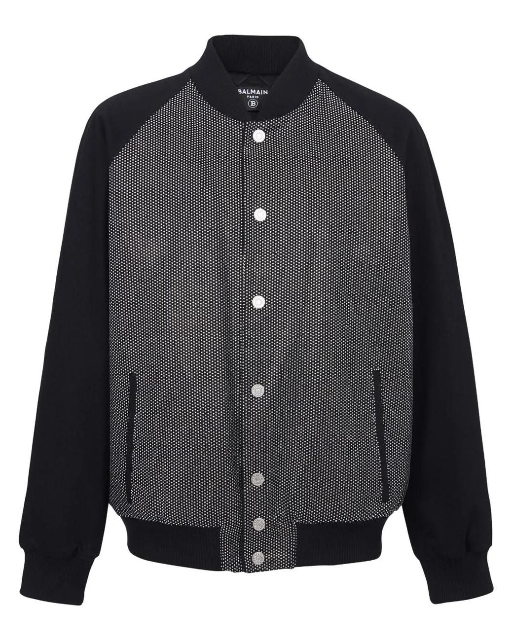 Balmain Black Rhinestone-Embellished Bomber Jacket for men