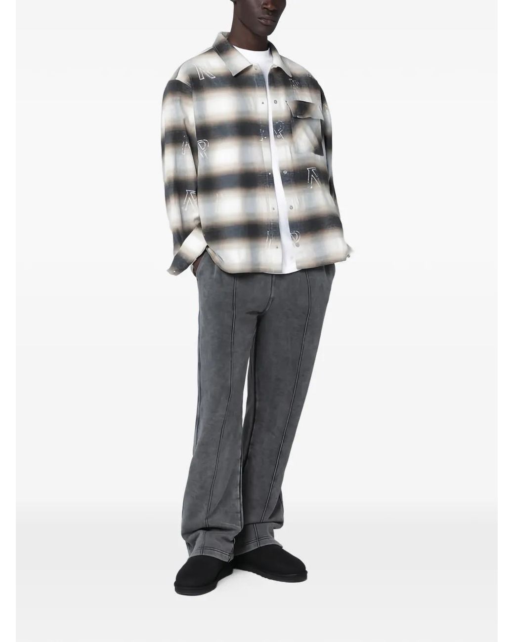Represent White Milkcolored Flannel Checked Shirt for men