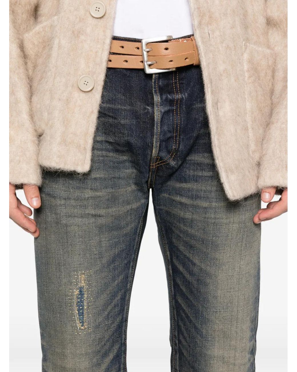 Mastercraft Union Gray Buttoned Belt-Loop Jeans for men