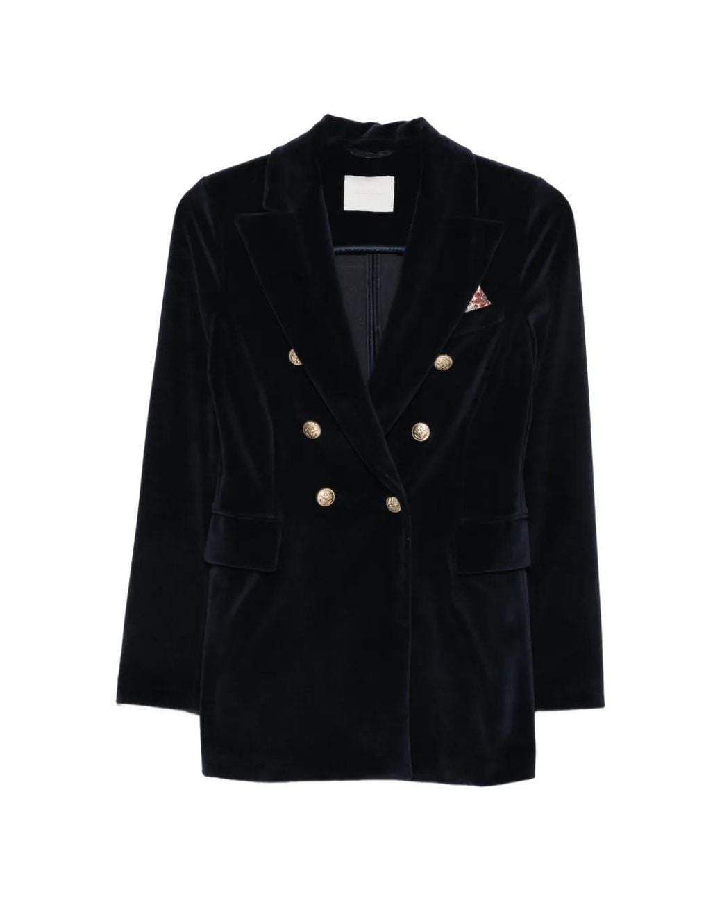 Circolo 1901 Black Double-Breasted Velvet Blazer