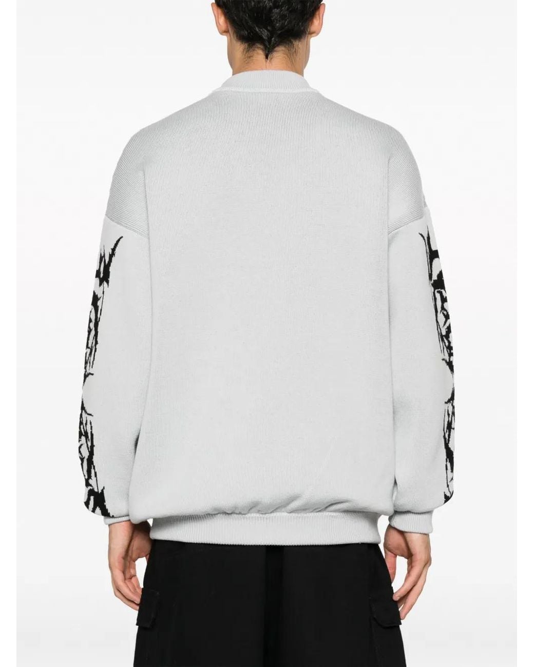 Vetements White Logo-Print Merino Wool Jumper for men