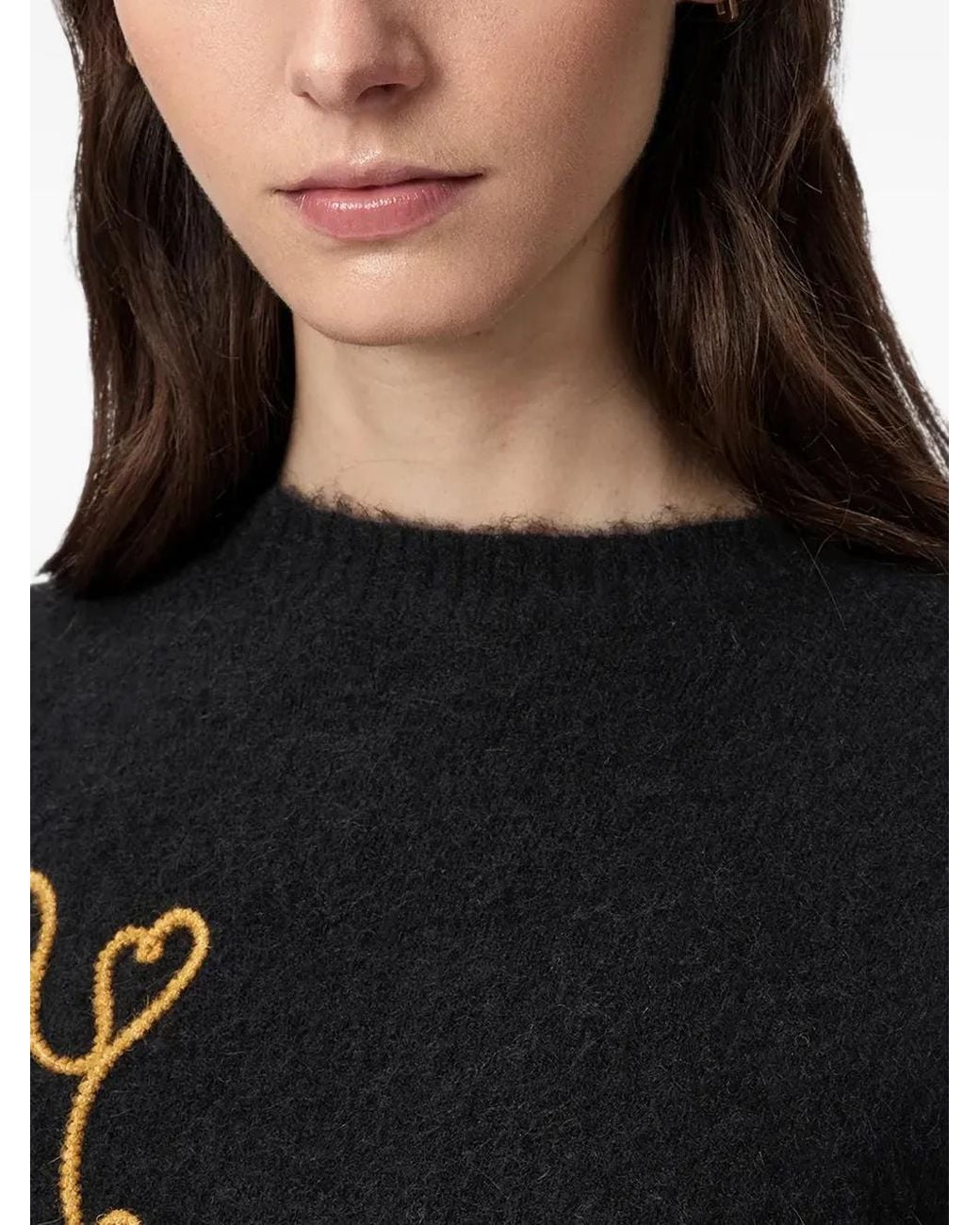 AllSaints Black Embroidered Crew-Neck Sweater