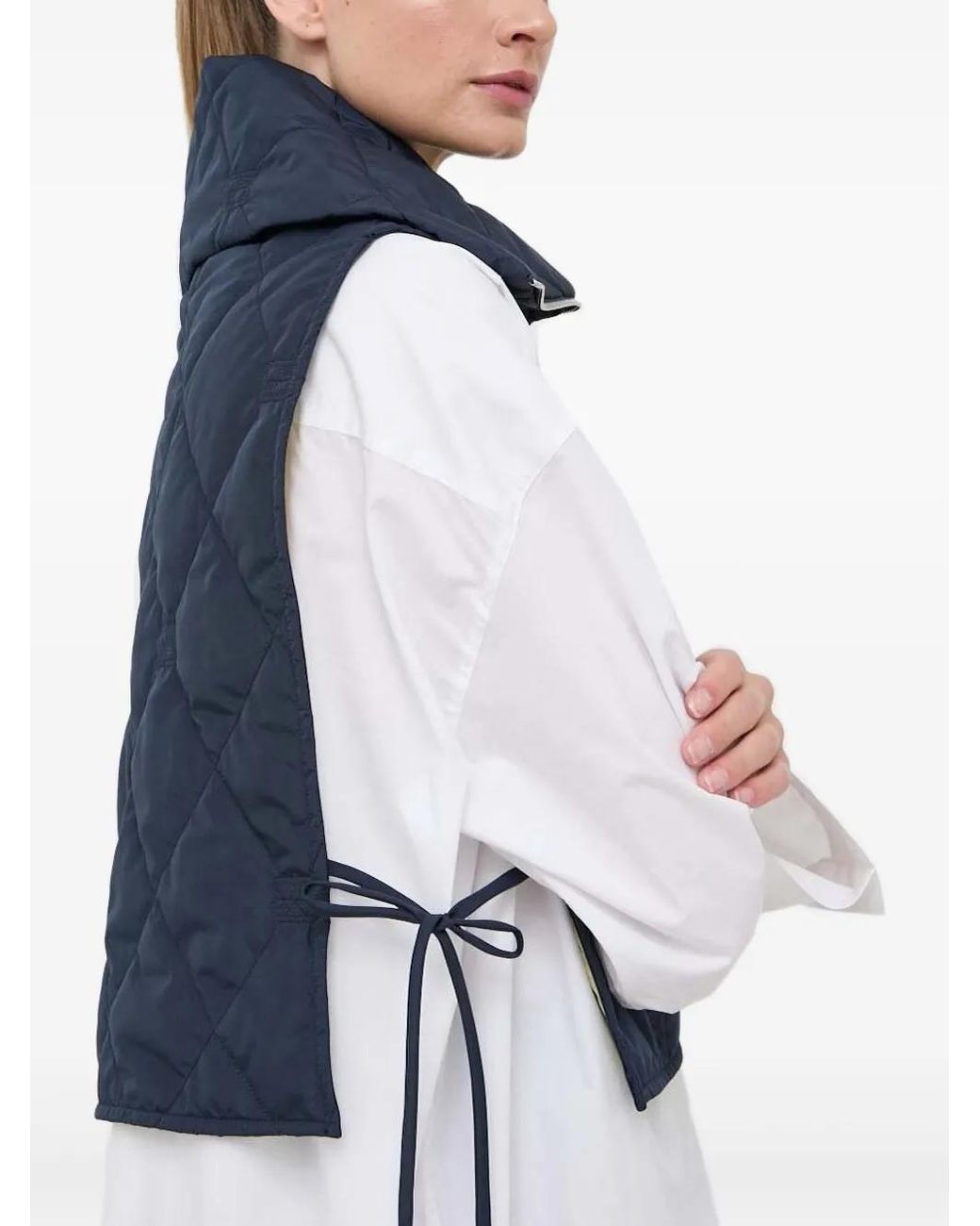 Beatrice B. Blue Quilted High-Neck Jacket