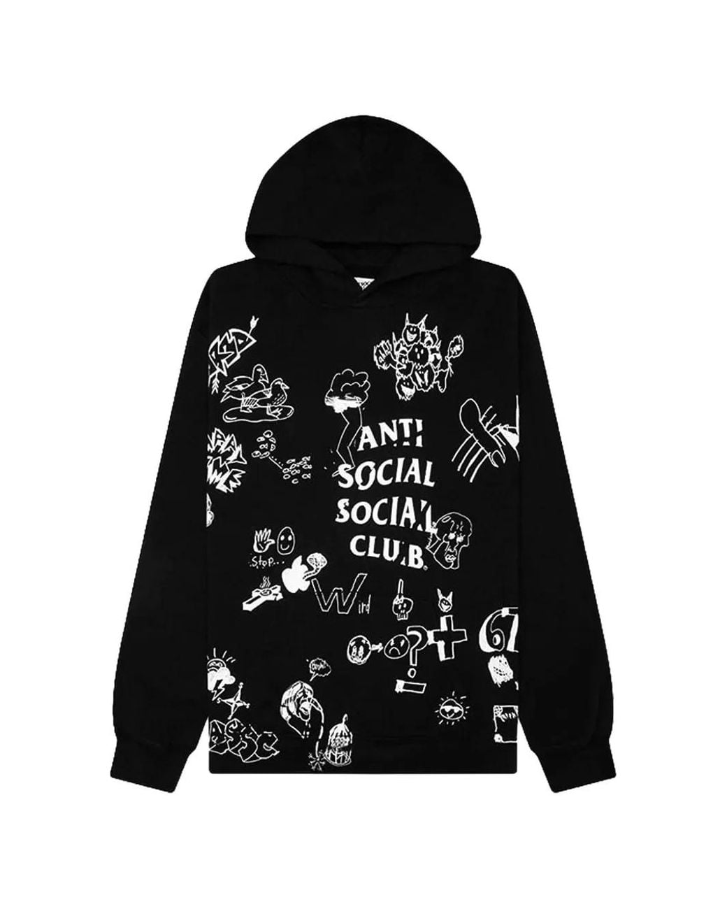 ANTI SOCIAL SOCIAL CLUB Black Illustrated Long-Sleeve Hoodie for men