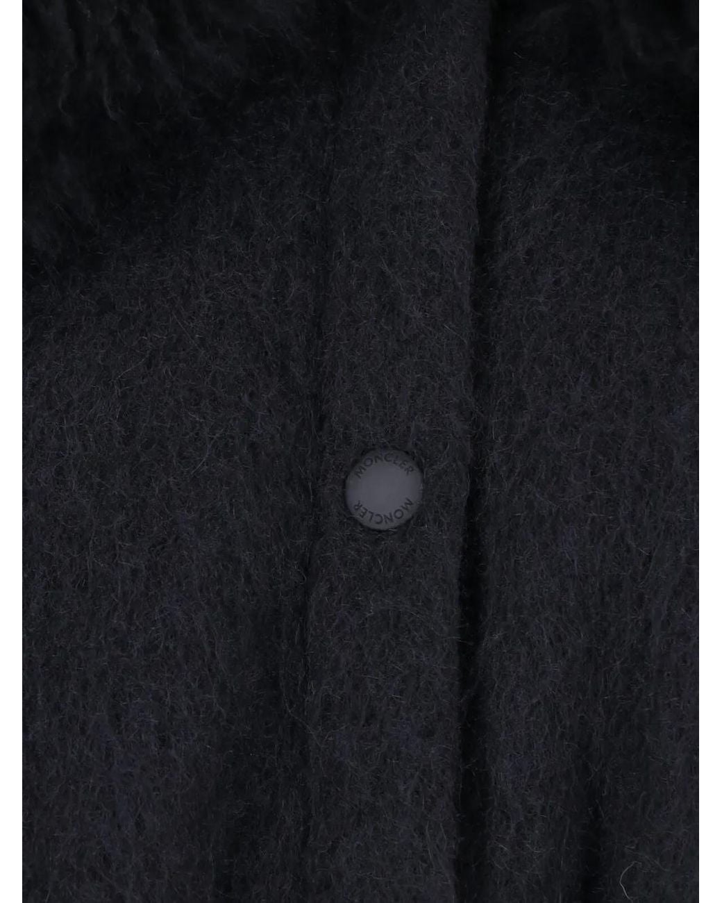 Moncler Black Fringed Shearling-Trim Jacket