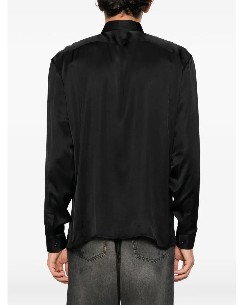 MARSĒM Black Satin-Finish Long-Sleeve Shirt for men