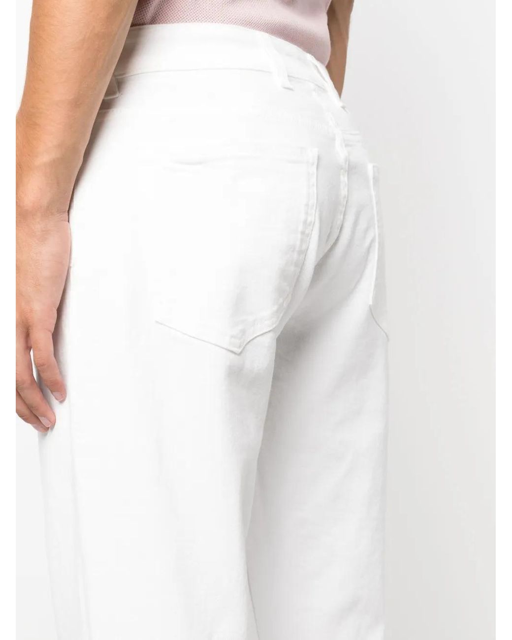 Eleventy White Straight-Leg Denim Jeans With Design for men