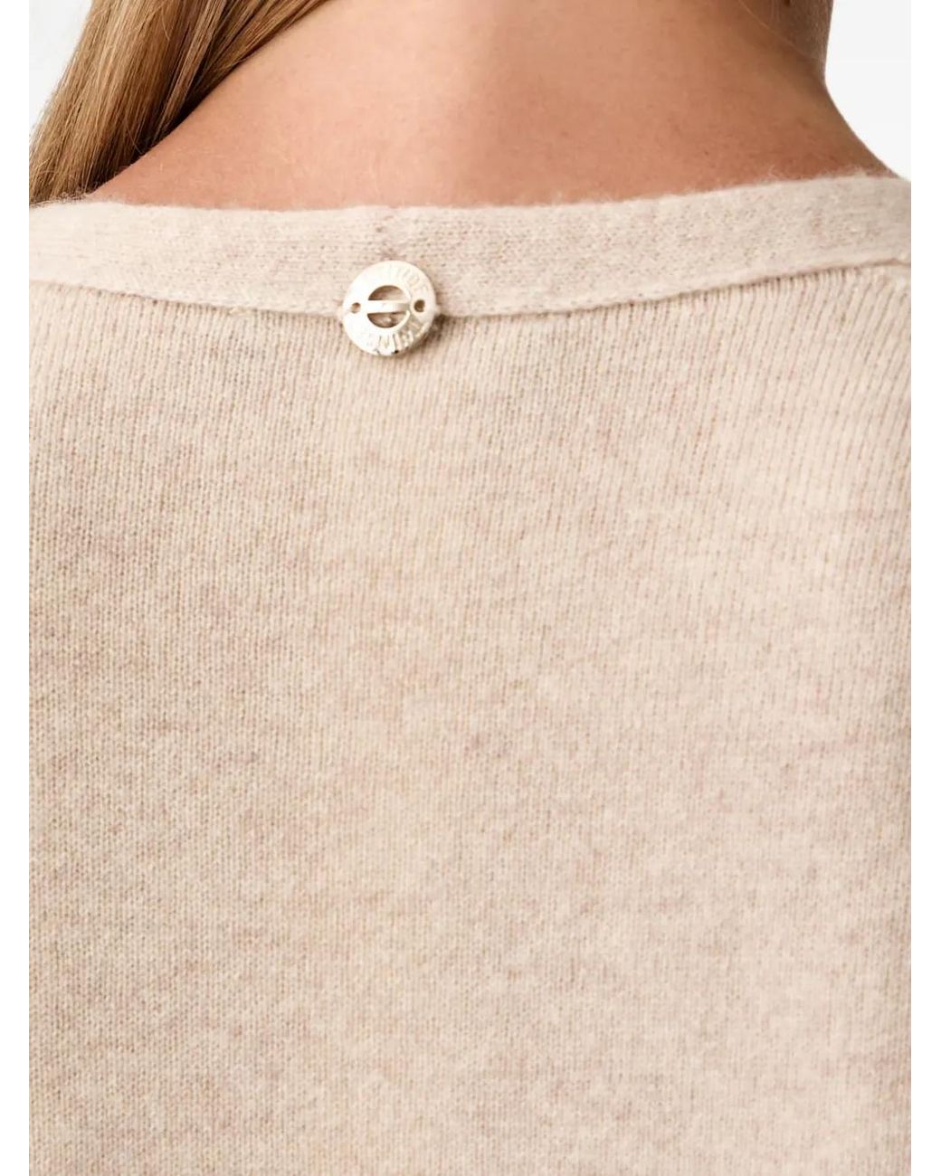 Twinset Natural Pointelle-Knit Ribbed Sweater