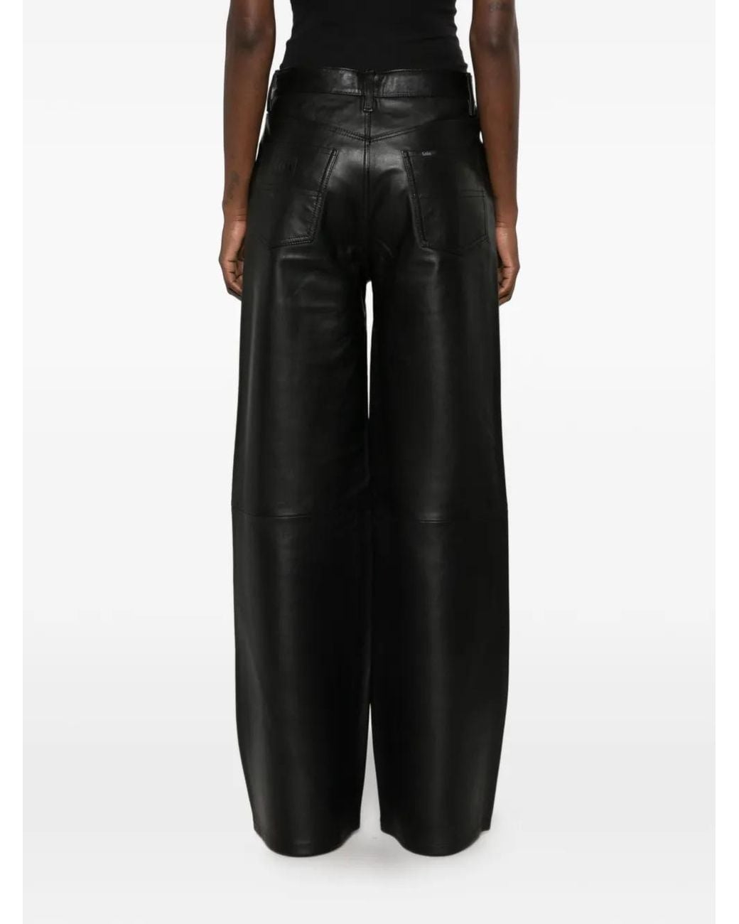 Lois Gray Leather Wide-Leg Trousers