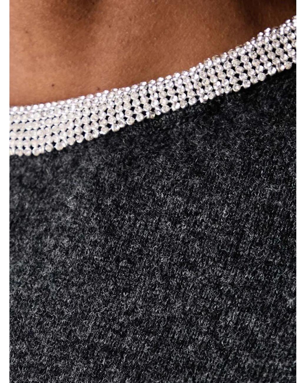 Silvian Heach Black Crystal-Embellished Short-Sleeve T-Shirt