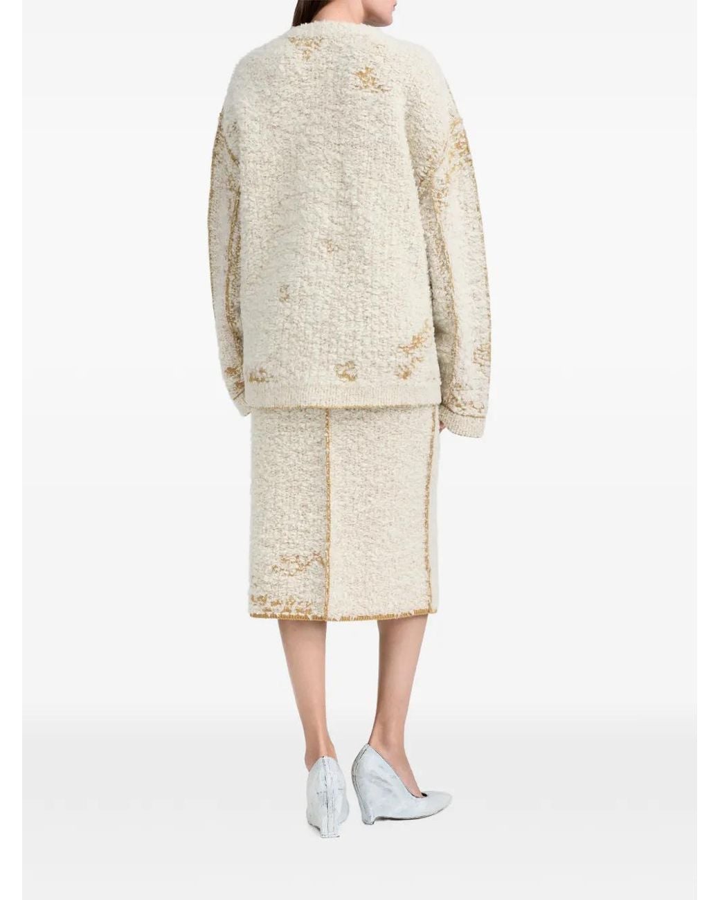 Maison Margiela Natural Long-Sleeve Knitted Cardigan