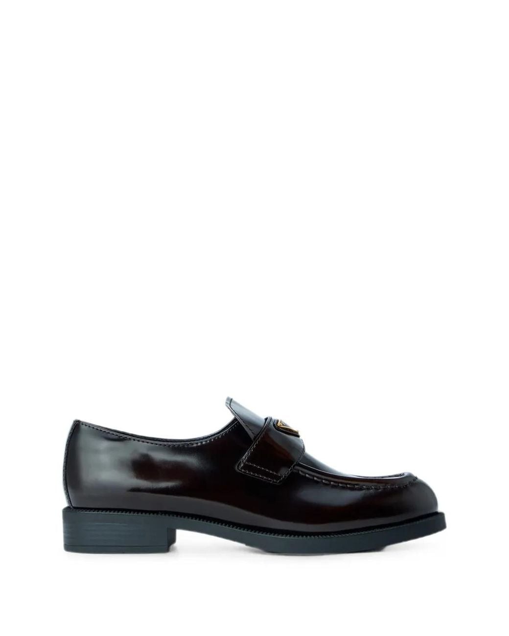 Prada Black Logo-Plaque Penny Loafers