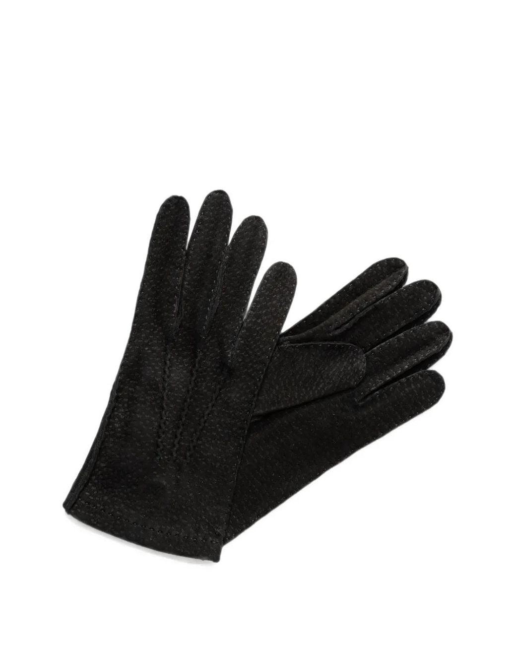 La Portegna Black Leather Gloves for men